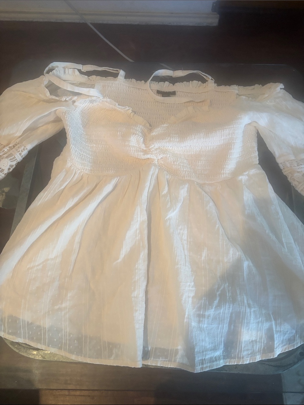 torrid White Smocked Off-Shoulder Tunic Top